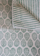 Provence Block Print Quilted Throw - Green
