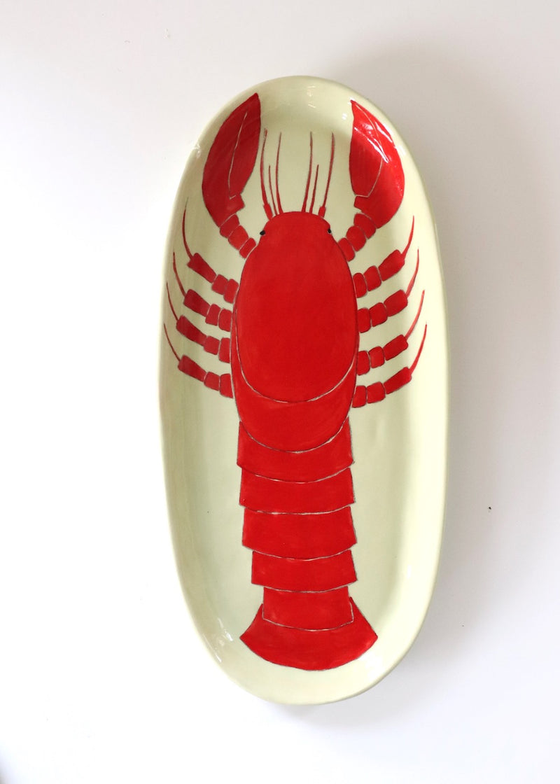 ]Large Serving Platter - Red Lobster Pale Green Background