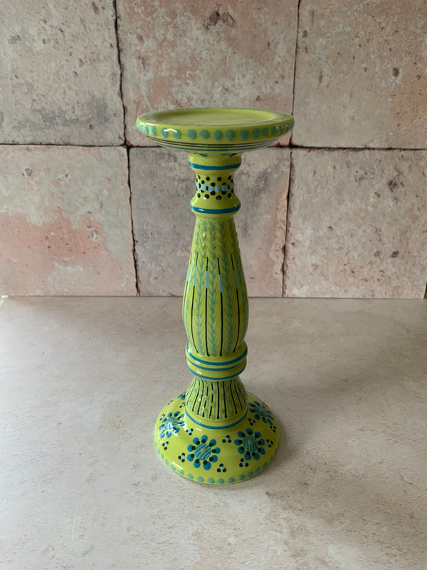 Large Ceramic Candlestick - Lime- SECOND