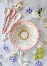 NEW IN: Nut Bowl - White with Pink & Teal Stripes