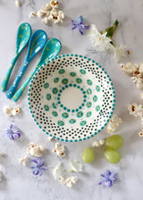 NEW IN: Nut Bowl - White with Teal Circles