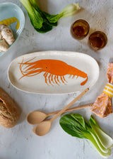 NEW- Large Serving Platter - Orange Shrimp on White Background