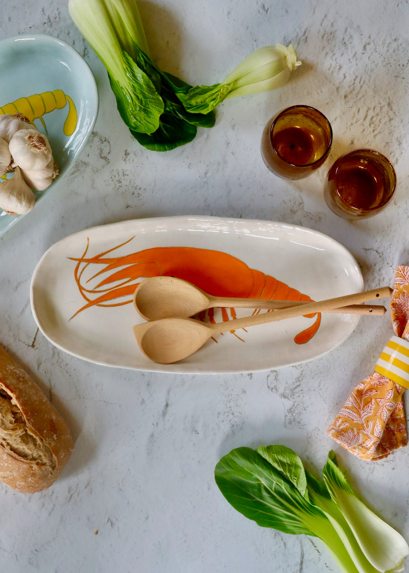 NEW- Large Serving Platter - Orange Shrimp on White Background