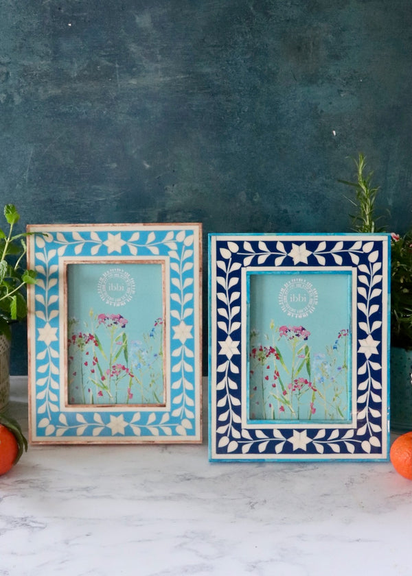 Pair of Photo Frames  - Navy & Turquoise Star
