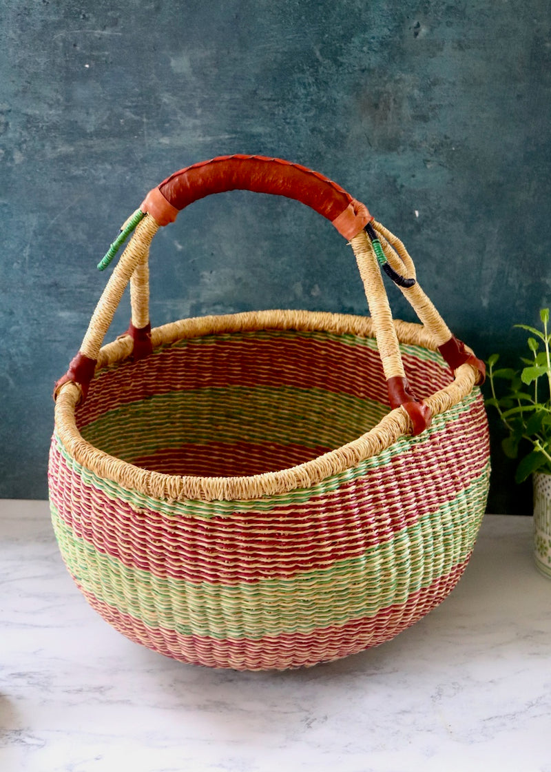 Market Basket - Lime & Red Stripe