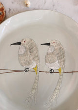 NEW: Large Round Serving Platter - 2 Grey Birds