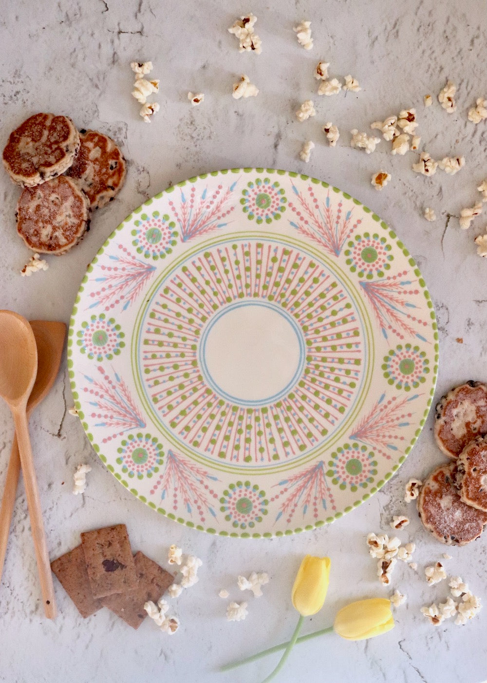 Round Platter - White and Pink