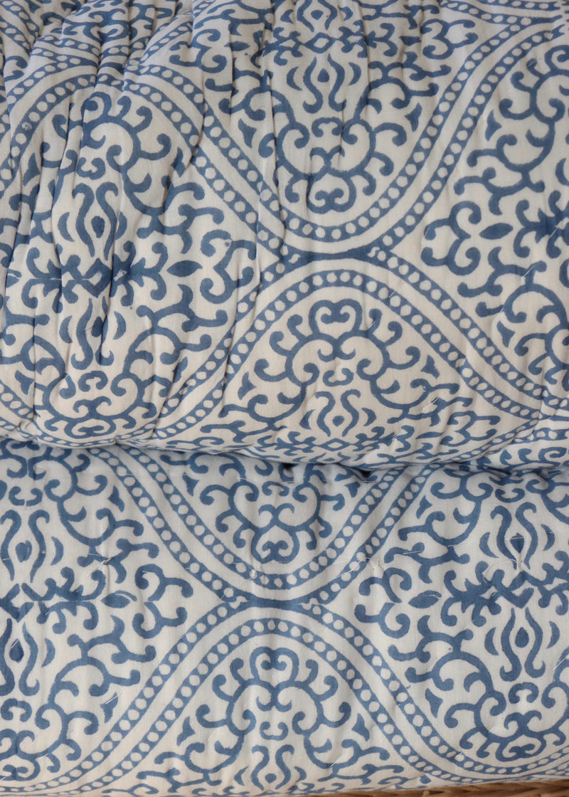 Hand block Printed Quilt - Blue is Blue