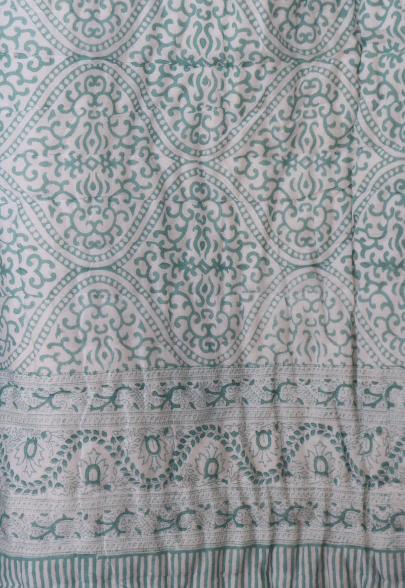 Hand block Printed Quilt - DUSTY GREEN