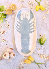 NEW- Large Serving Platter - Pale Blue Lobster
