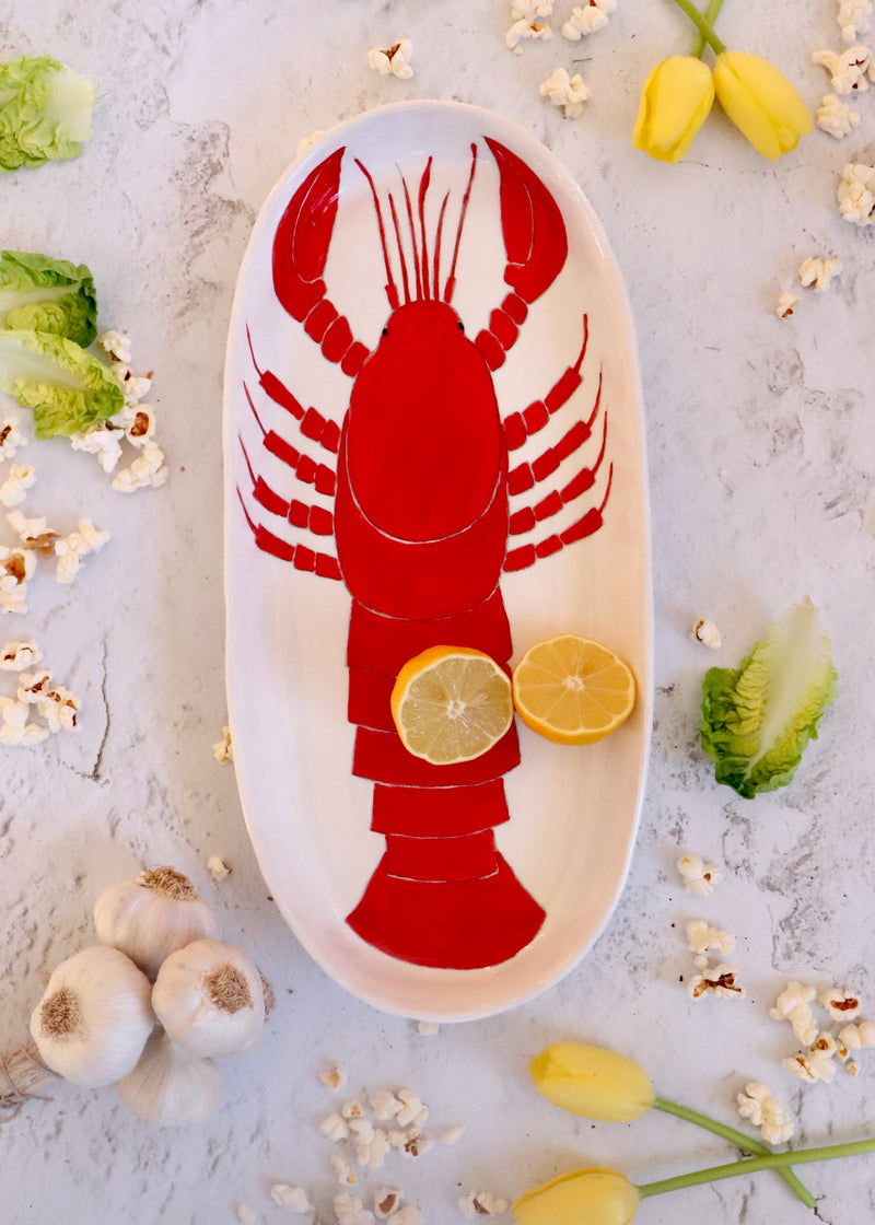 Large Serving Platter - Red Lobster White Background