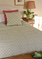 Hand block Printed Quilt - DUSTY GREEN