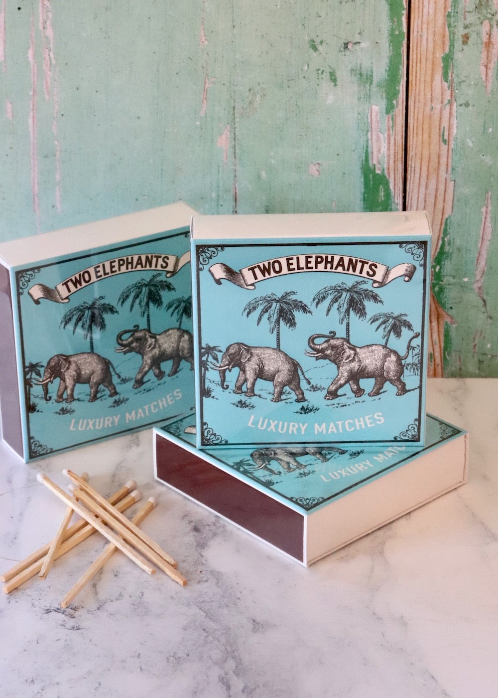 Square Matchbox - Two Elephants