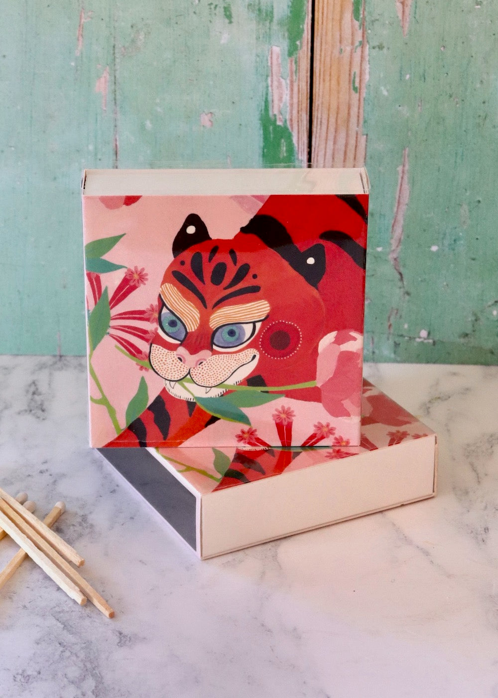 Square Matchbox - Red Tiger