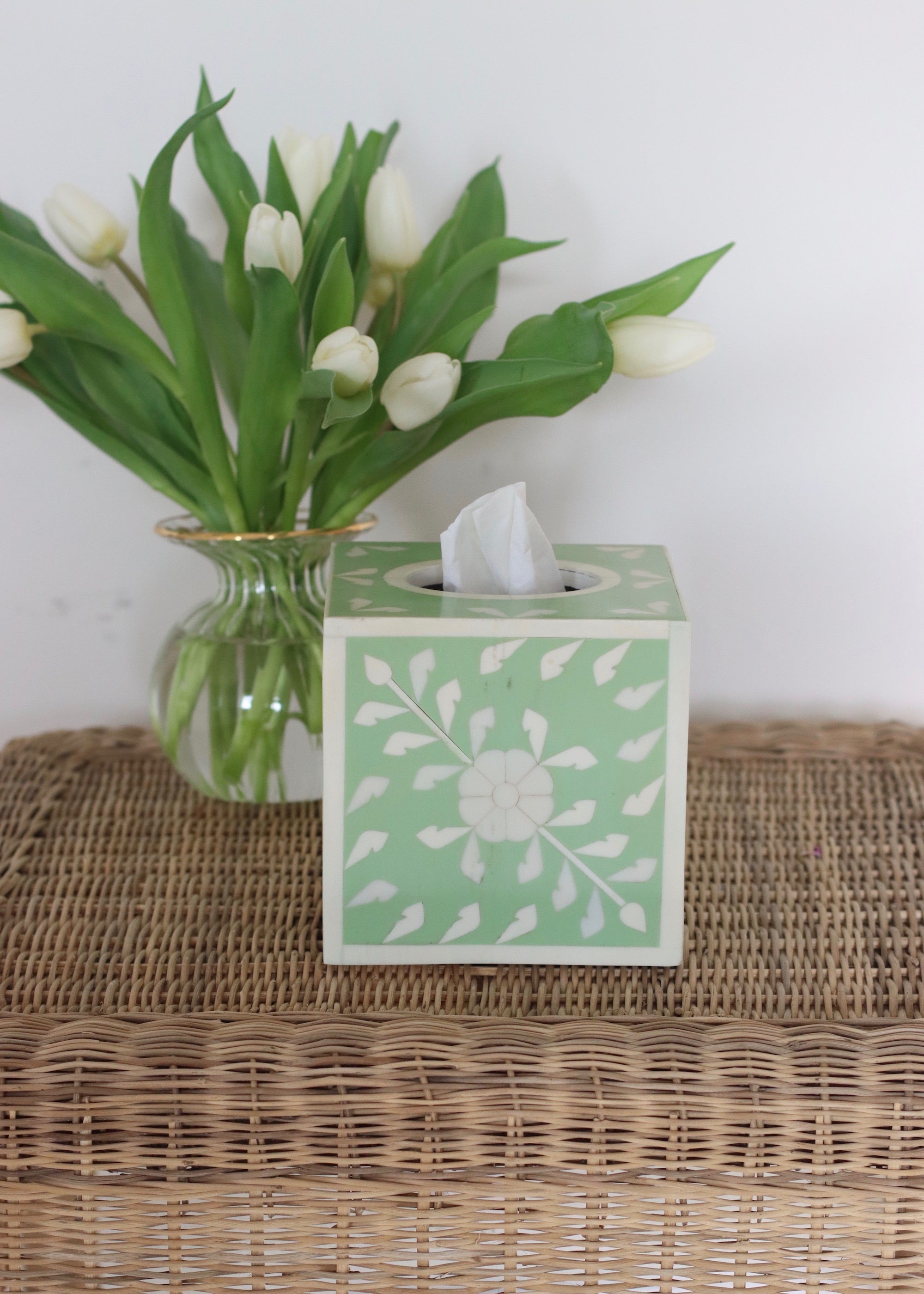Decorative Tissue Box Cover - Pale Green