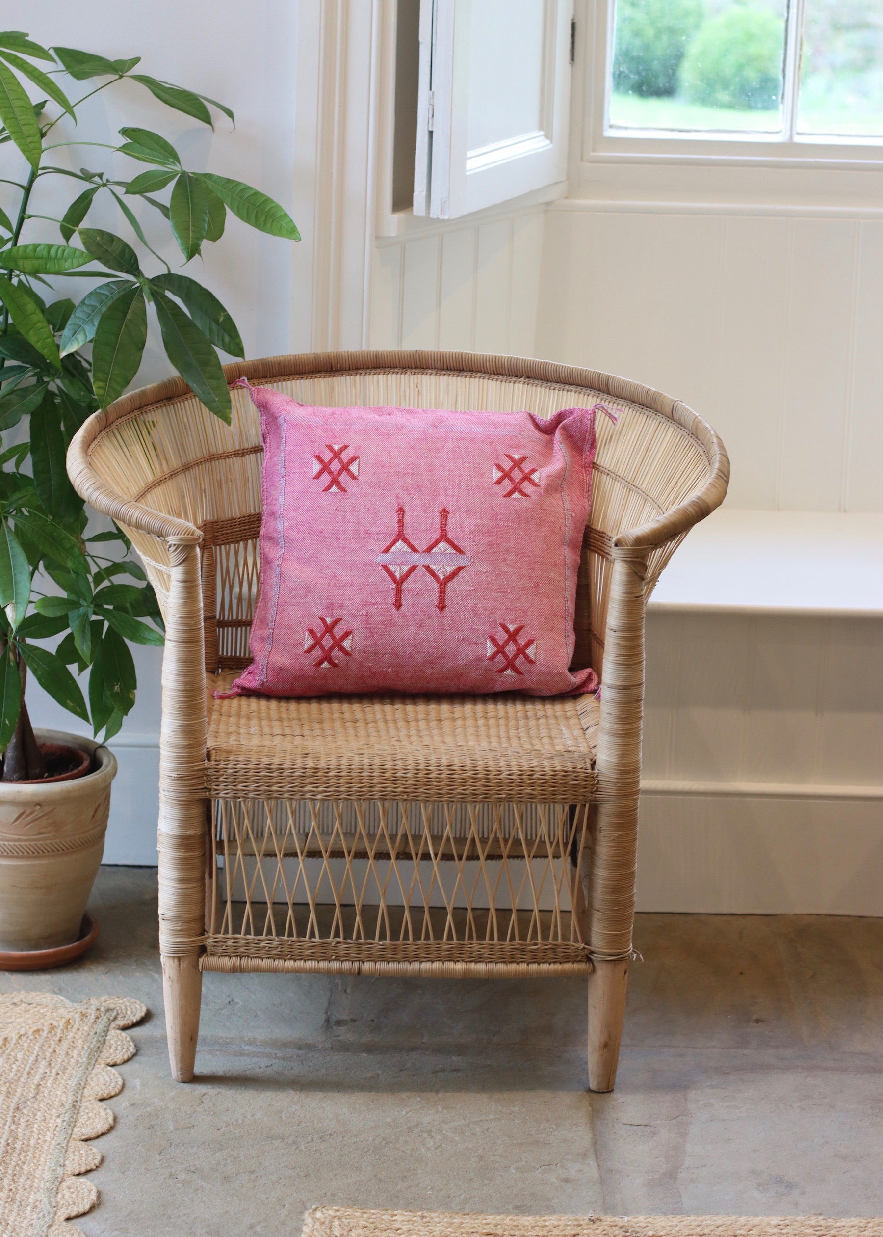 Cactus Silk Cushion Cover - Pink 1