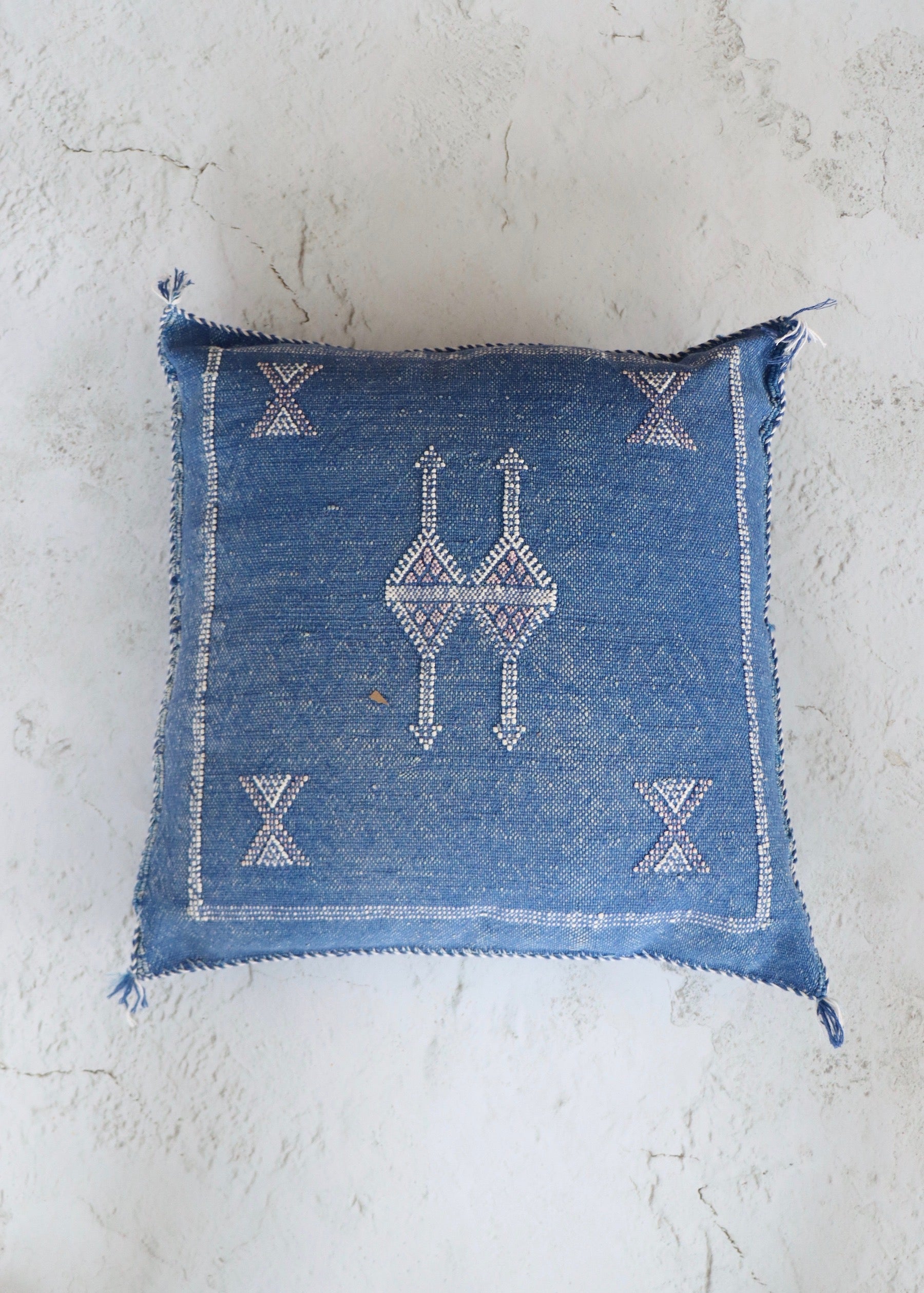 Cactus Silk Cushion Cover - Blue 1