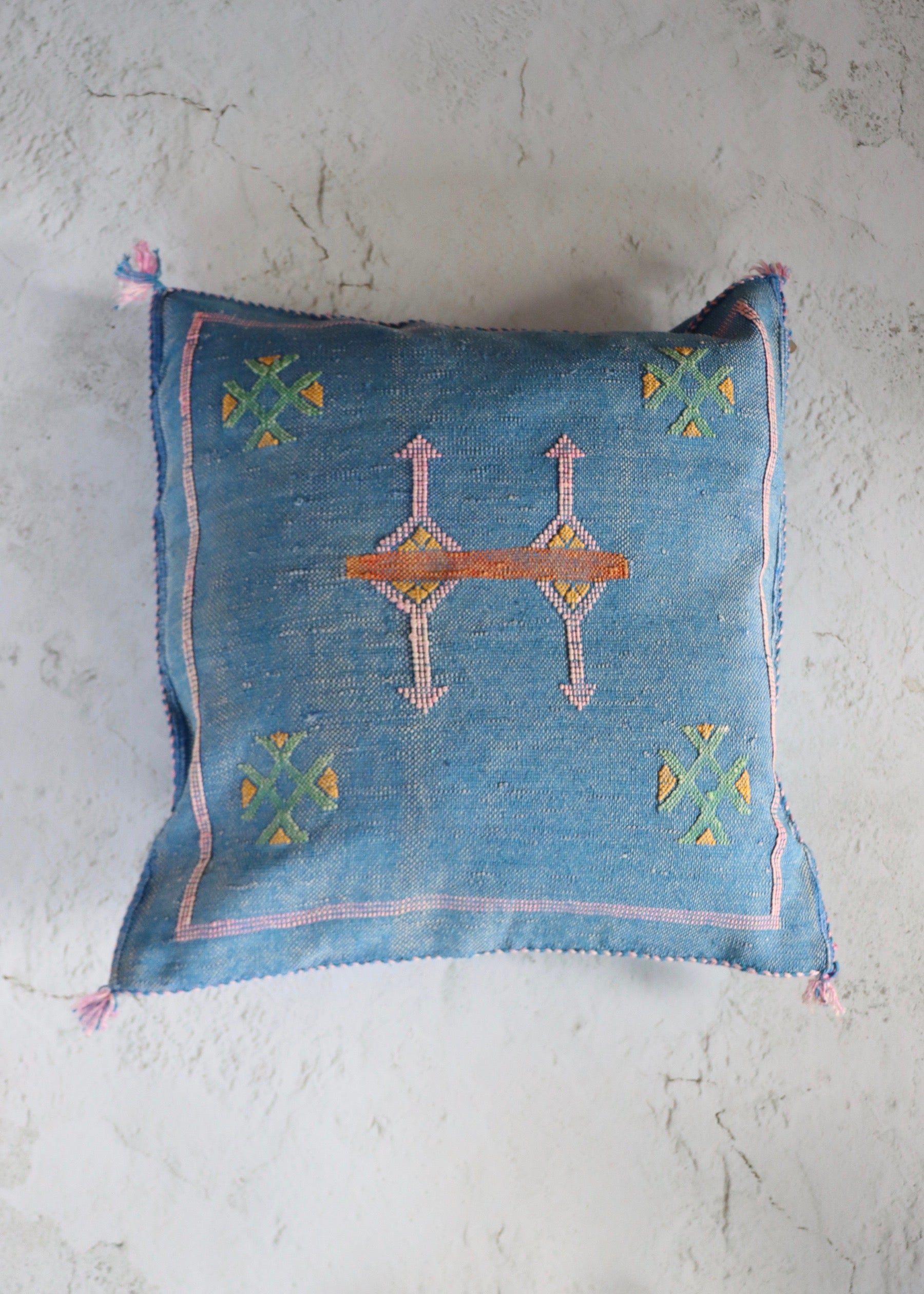 Cactus Silk Cushion Cover - Blue 2