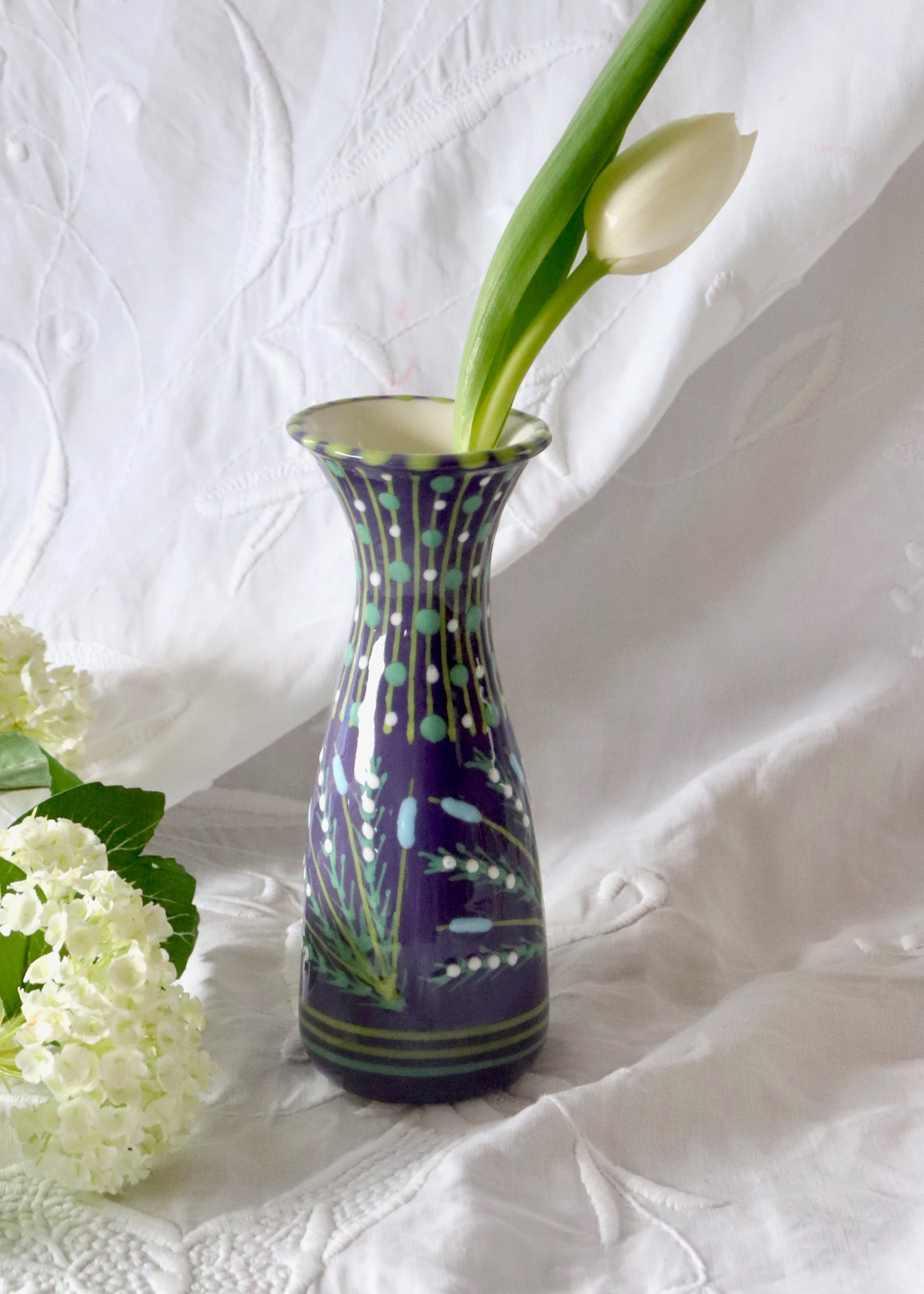 Bud Vase - Purple with Pale Blue Rushes