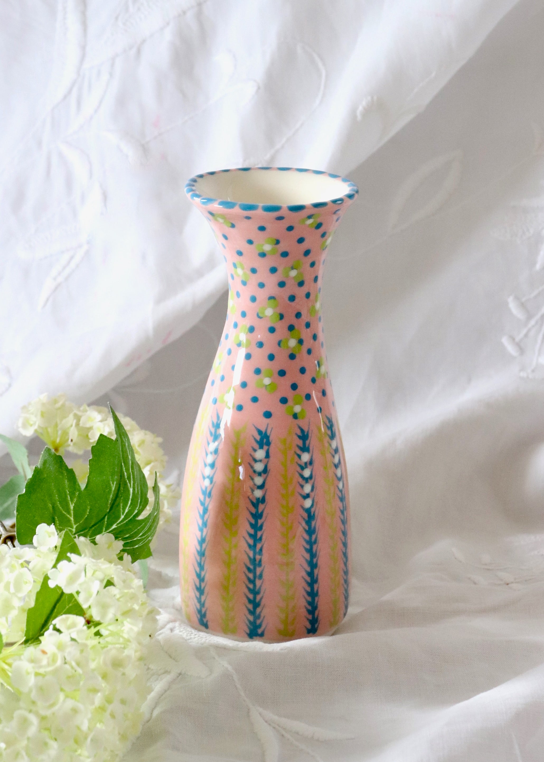 Bud Vase - Pink with Blue & Lime