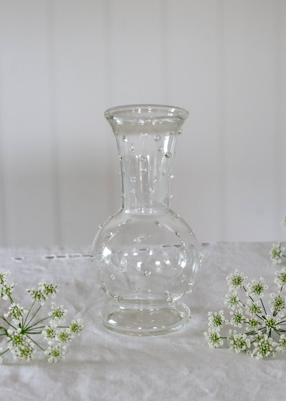 Set of 3 Glass Bud Vases - Clear Dotty