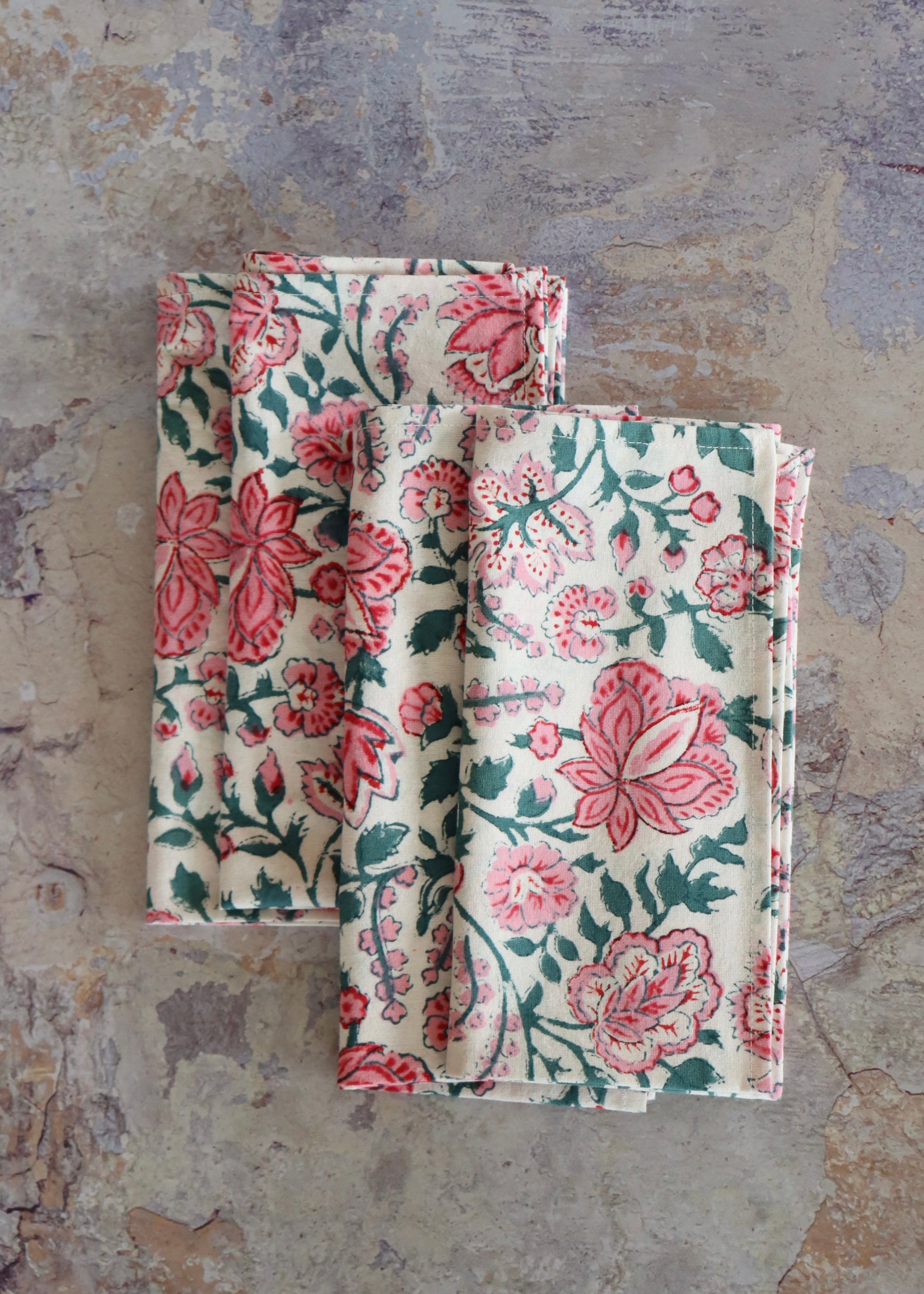 NEW Set Of 4 Napkins - Pink Rose
