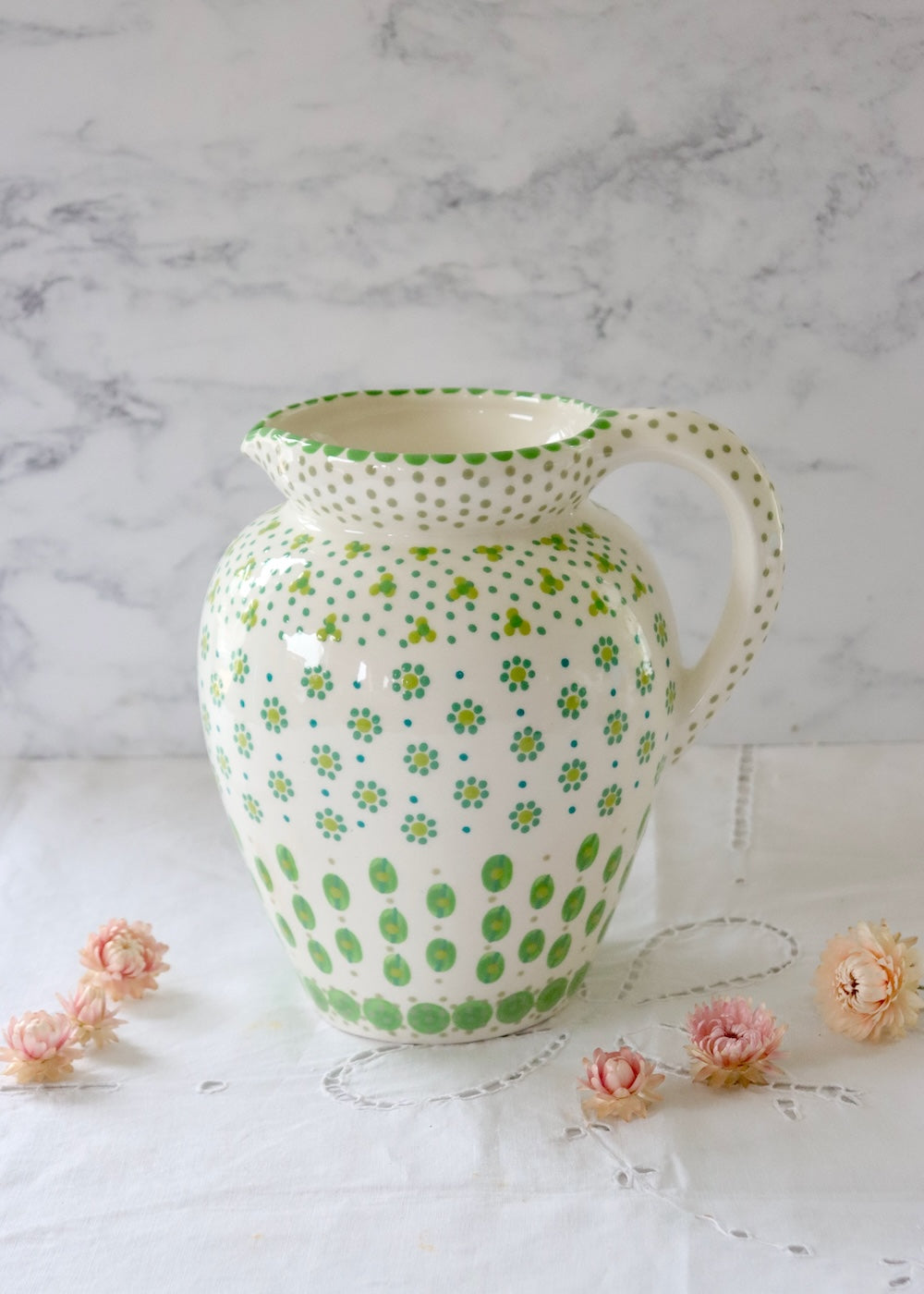 Water Jug - White & Green