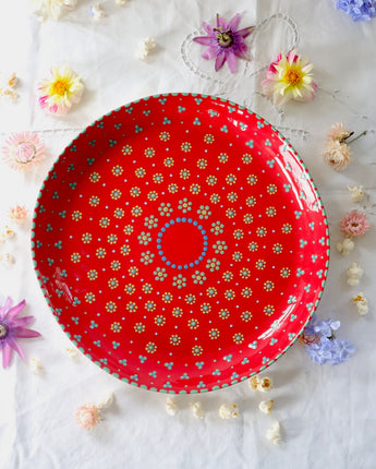 Round Serving Platter - Red