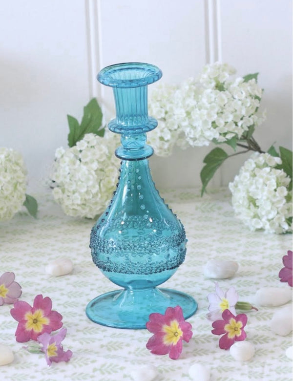 Saffi Glass Candlestick - Blue