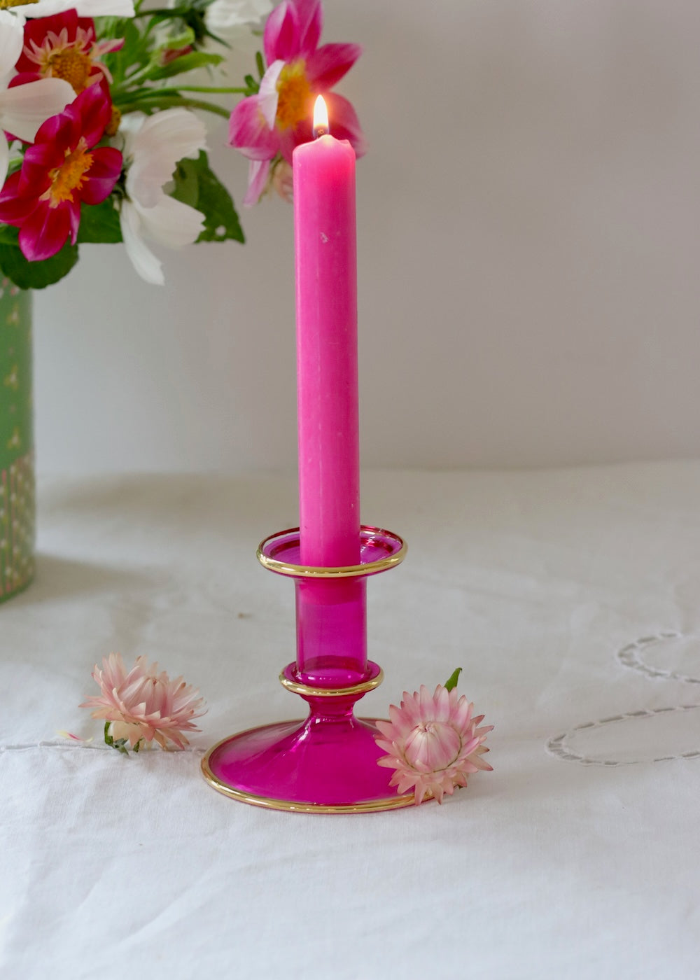 Salma Candlestick - Hot Pink