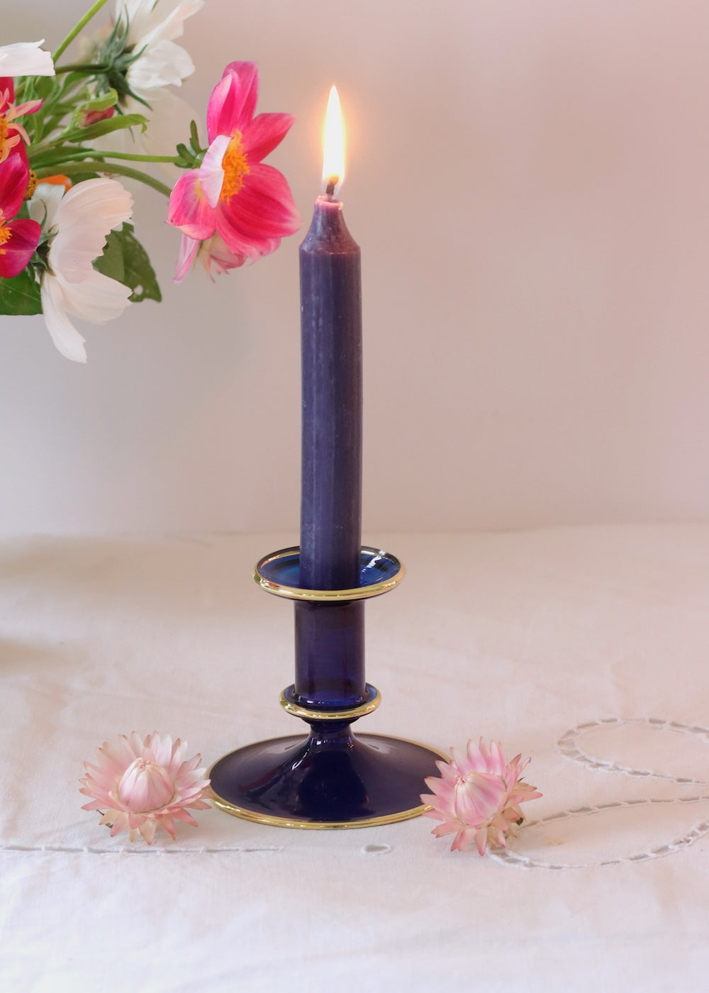 Salma Candlestick - Blue