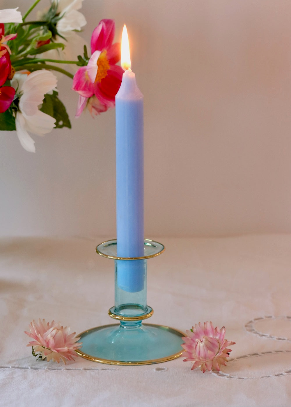 Salma Candlestick - Pale Blue