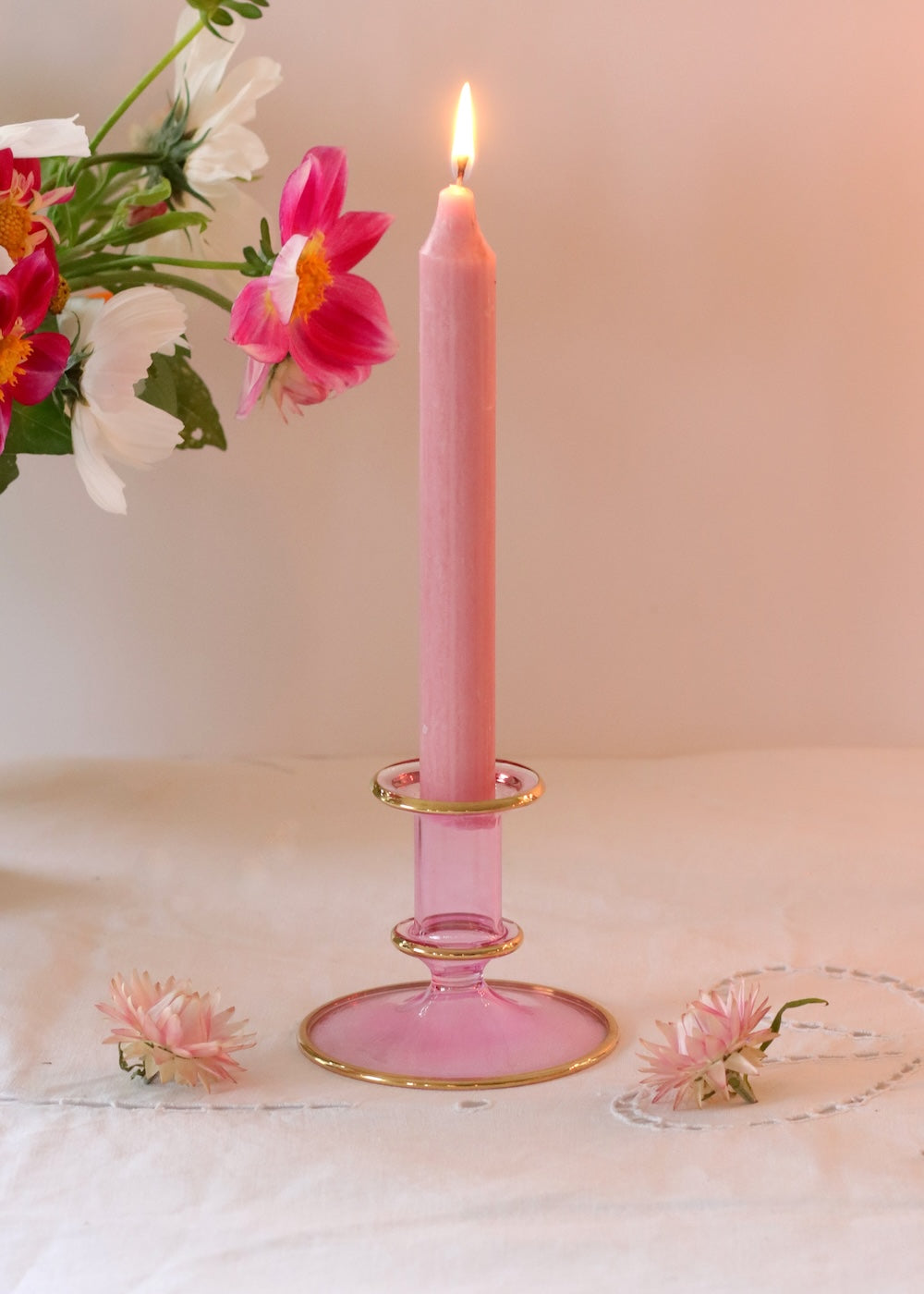 Salma Candlestick - Pale Pink