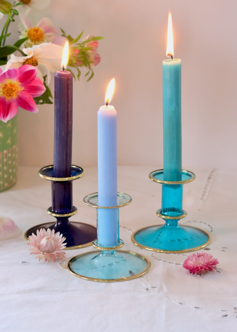 Salma Candlestick - Turquoise