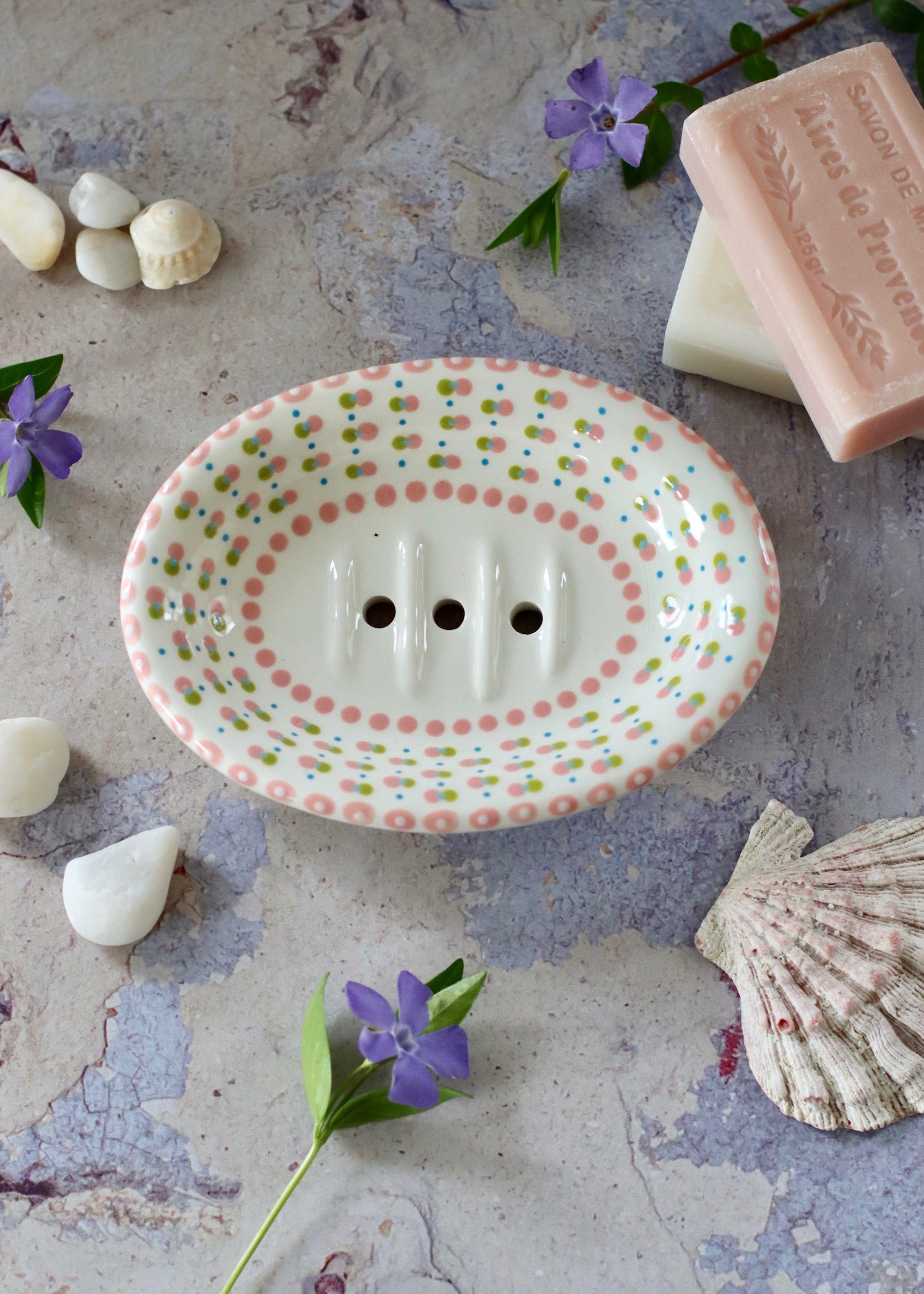 Soap Dish - White and Pink