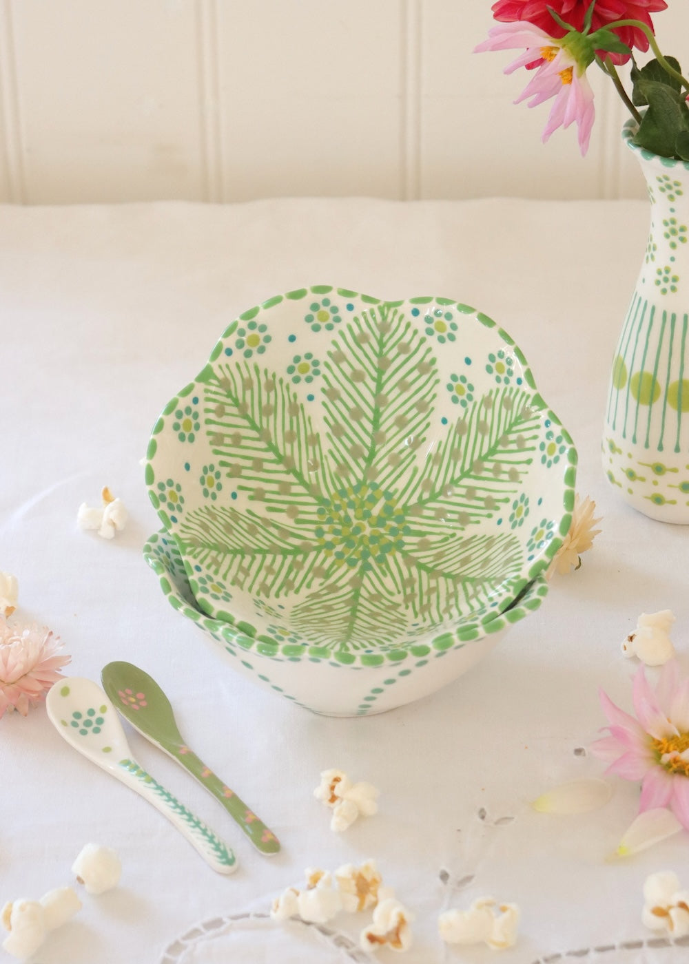 Pudding Bowl - White & Cactus