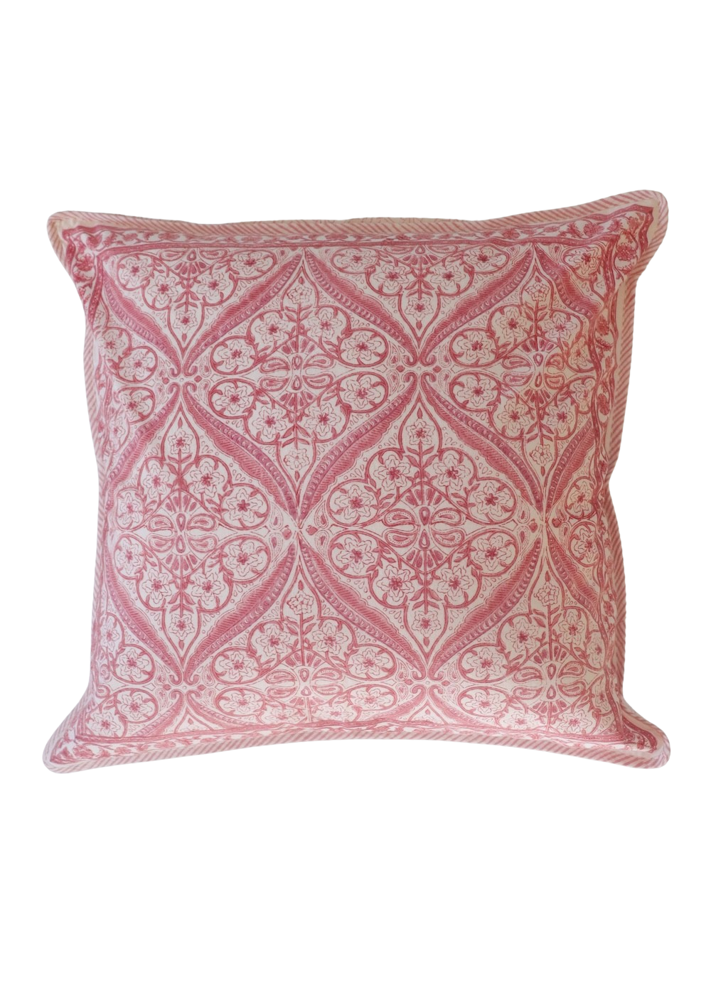 Block Print Cushion Cover- Rose Trellis