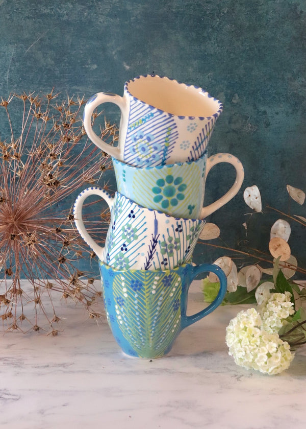 Waterlily Mug - Set of Blues & Whites
