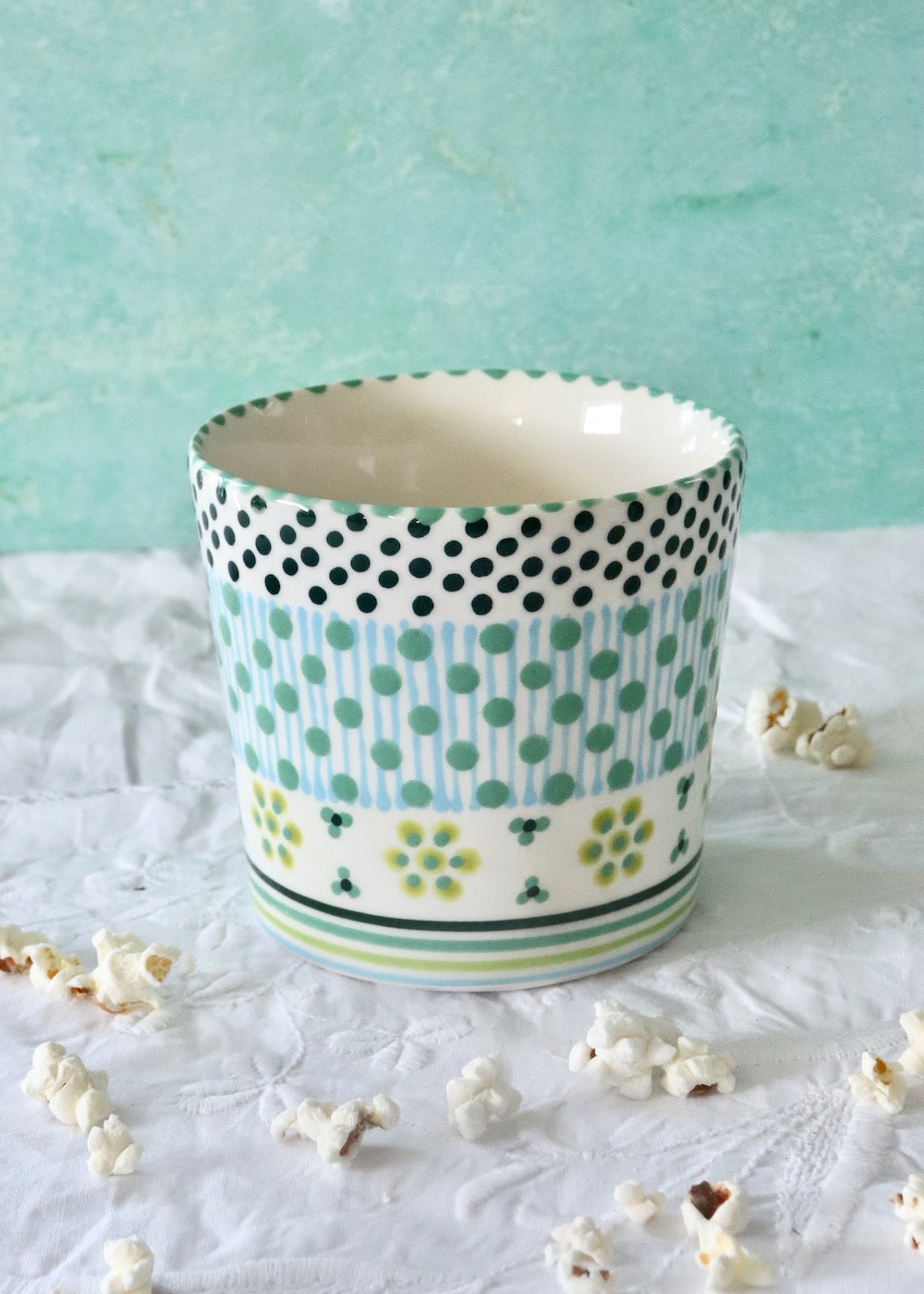 Herb Pot - White, Teal & Lime