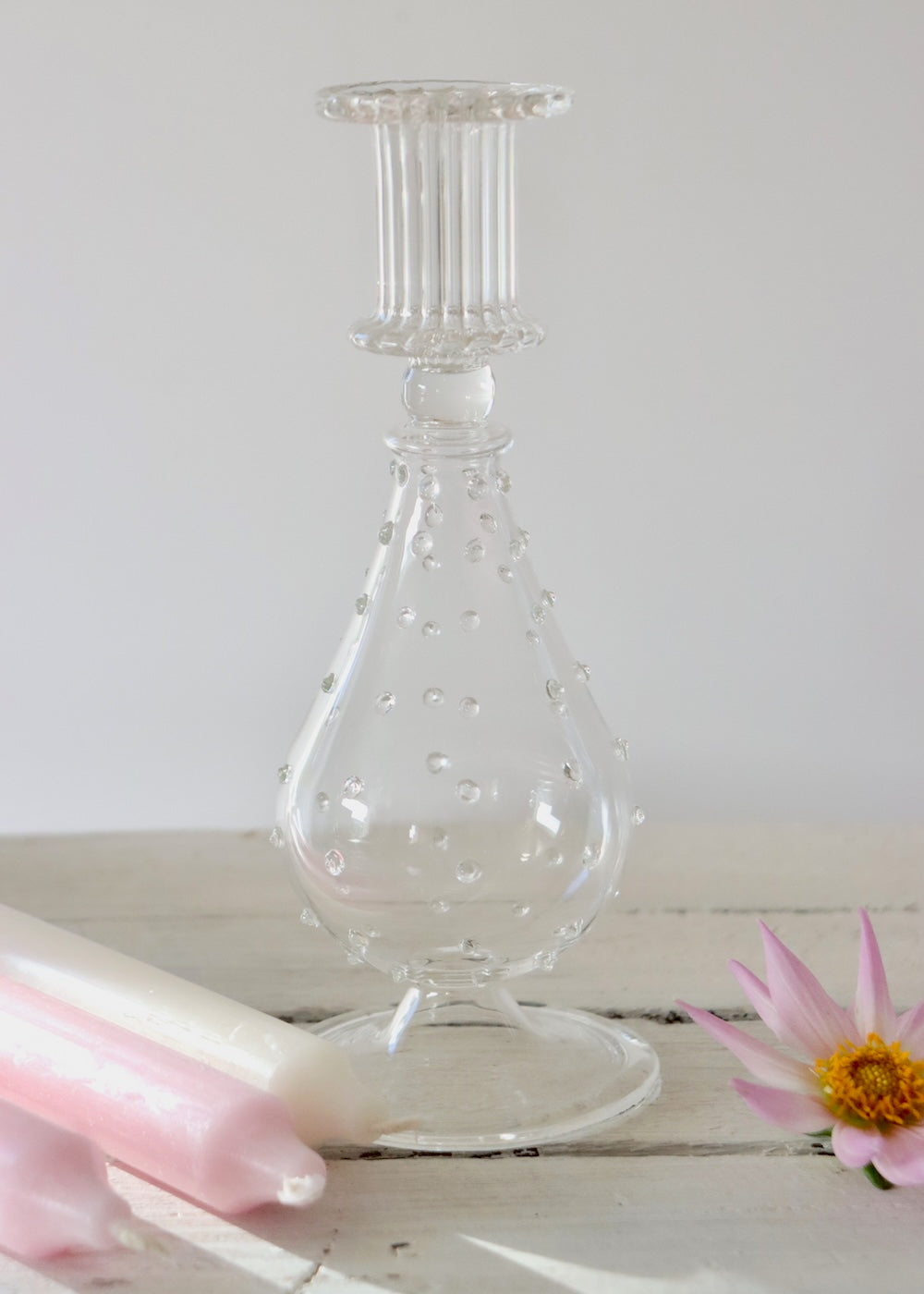 Saffi Glass Candlestick - Clear