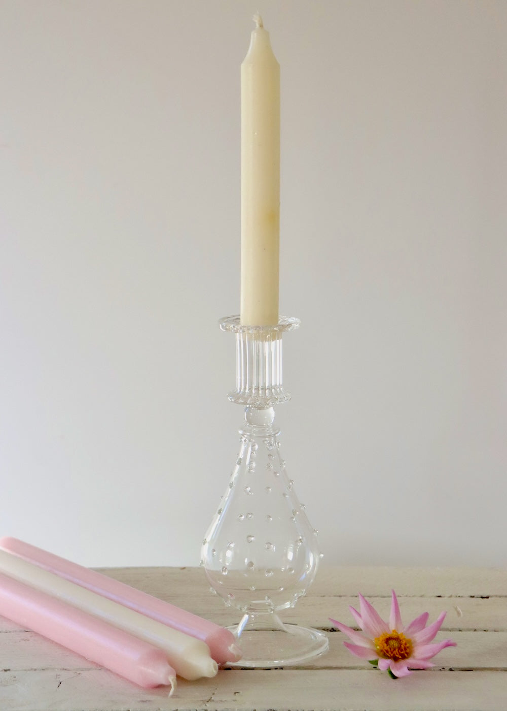 Saffi Glass Candlestick - Clear