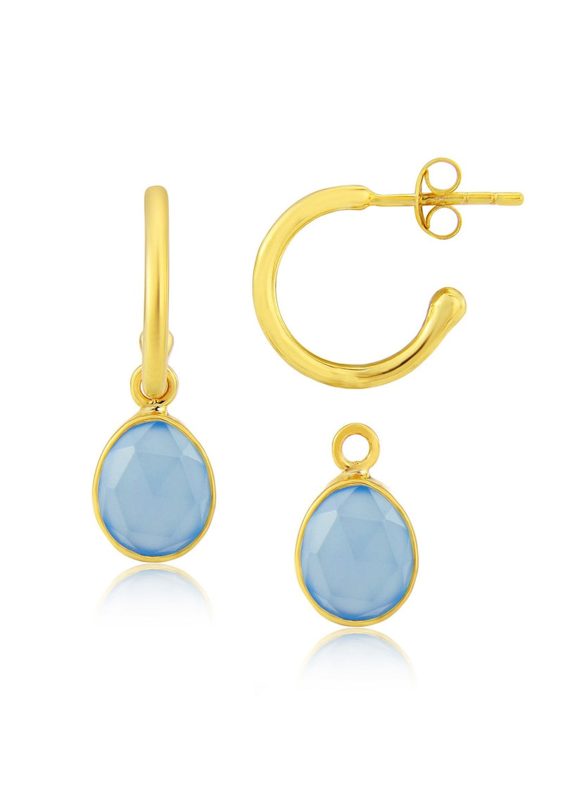 Manhattan Gold & Blue Chalcedone Gemstone Earrings