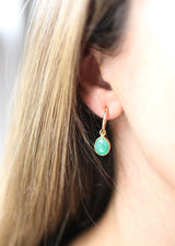 Manhattan Gold & Blue Chalcedone Gemstone Earrings