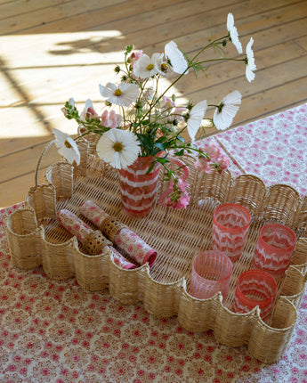 Scalloped Rattan Tray