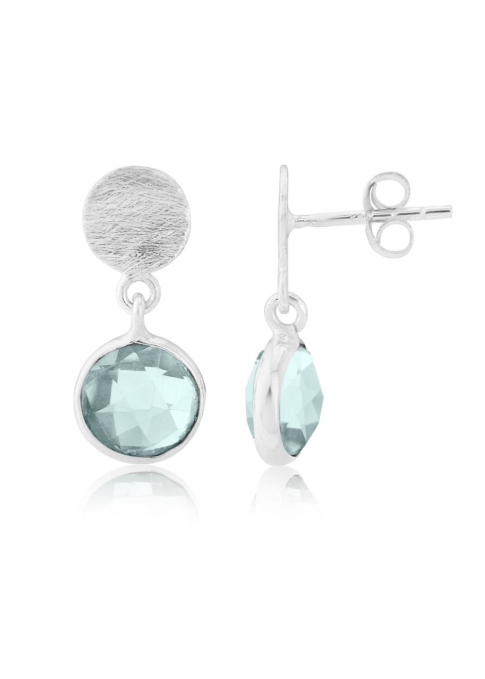 Salina Stirling Silver Disc & Blue Topaz Earrings