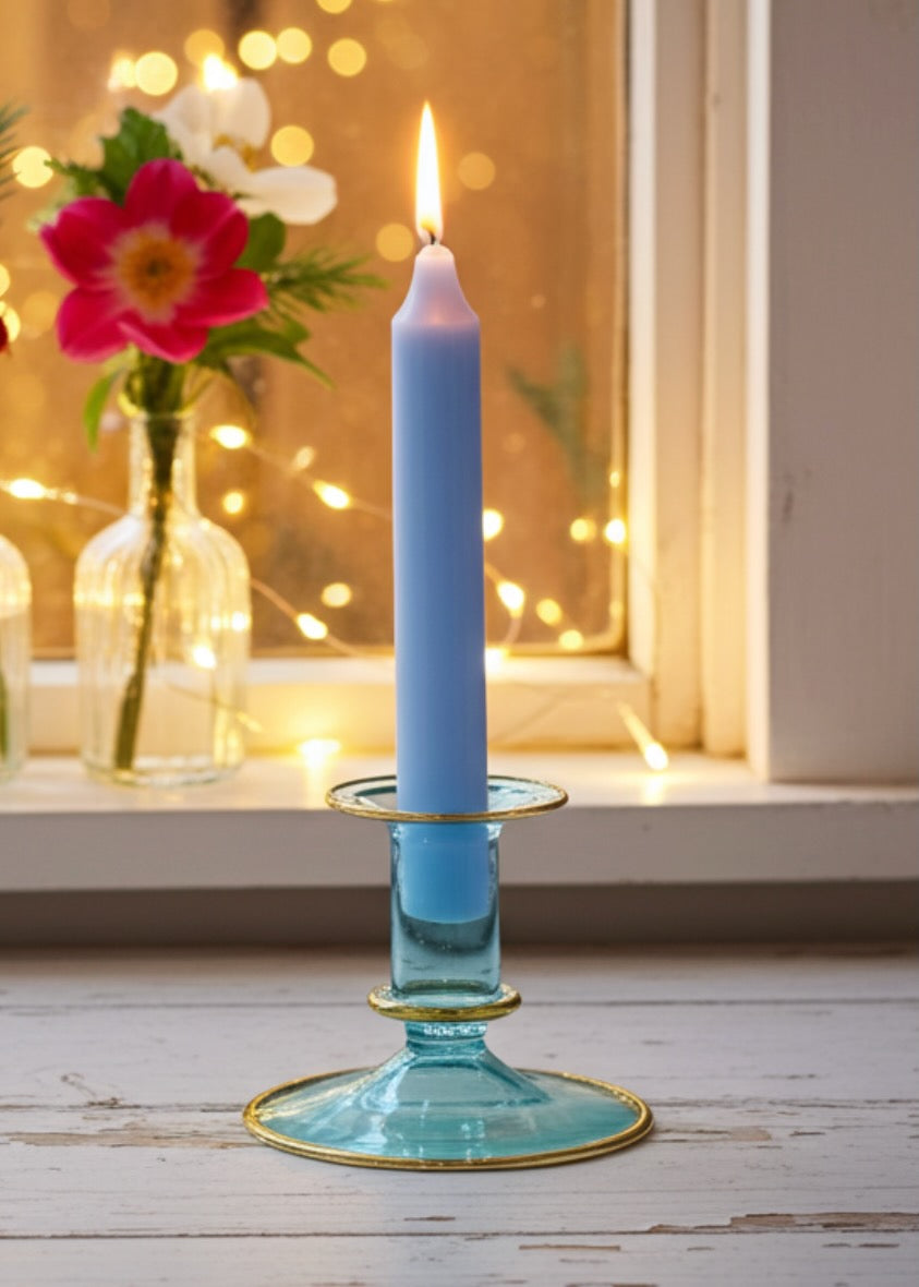 Salma Candlestick - Pale Blue