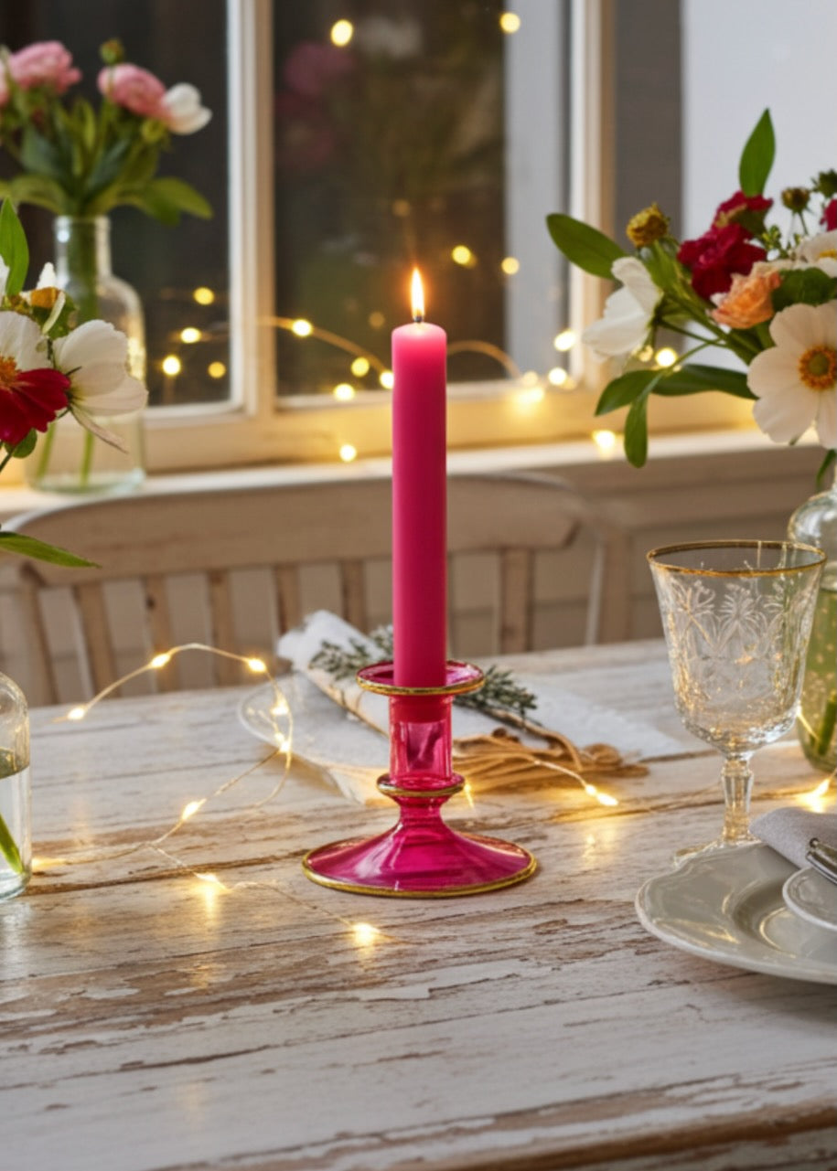 Salma Candlestick - Hot Pink
