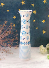 Tall Twisty Vase  - White & Blue