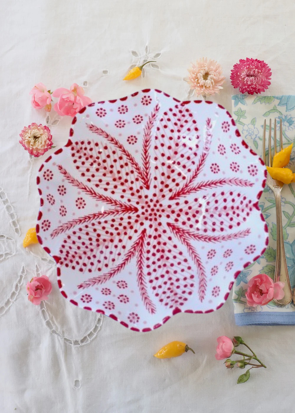 Pasta Bowl - White & Red