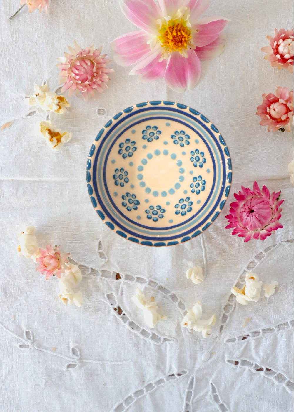 Salt Dish -  White & Blue Flowers